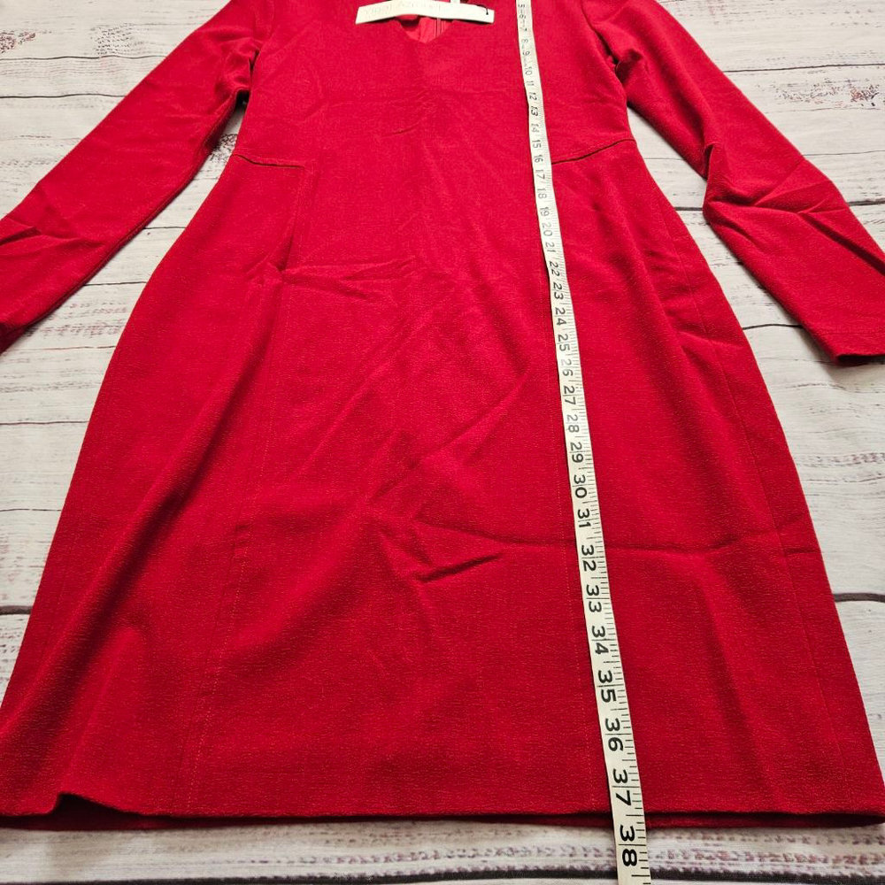 Yigal Azrouël Long Sleeve Red Wool Dress Holiday Party Event Womens 10 NWT - Picture 5 of 7